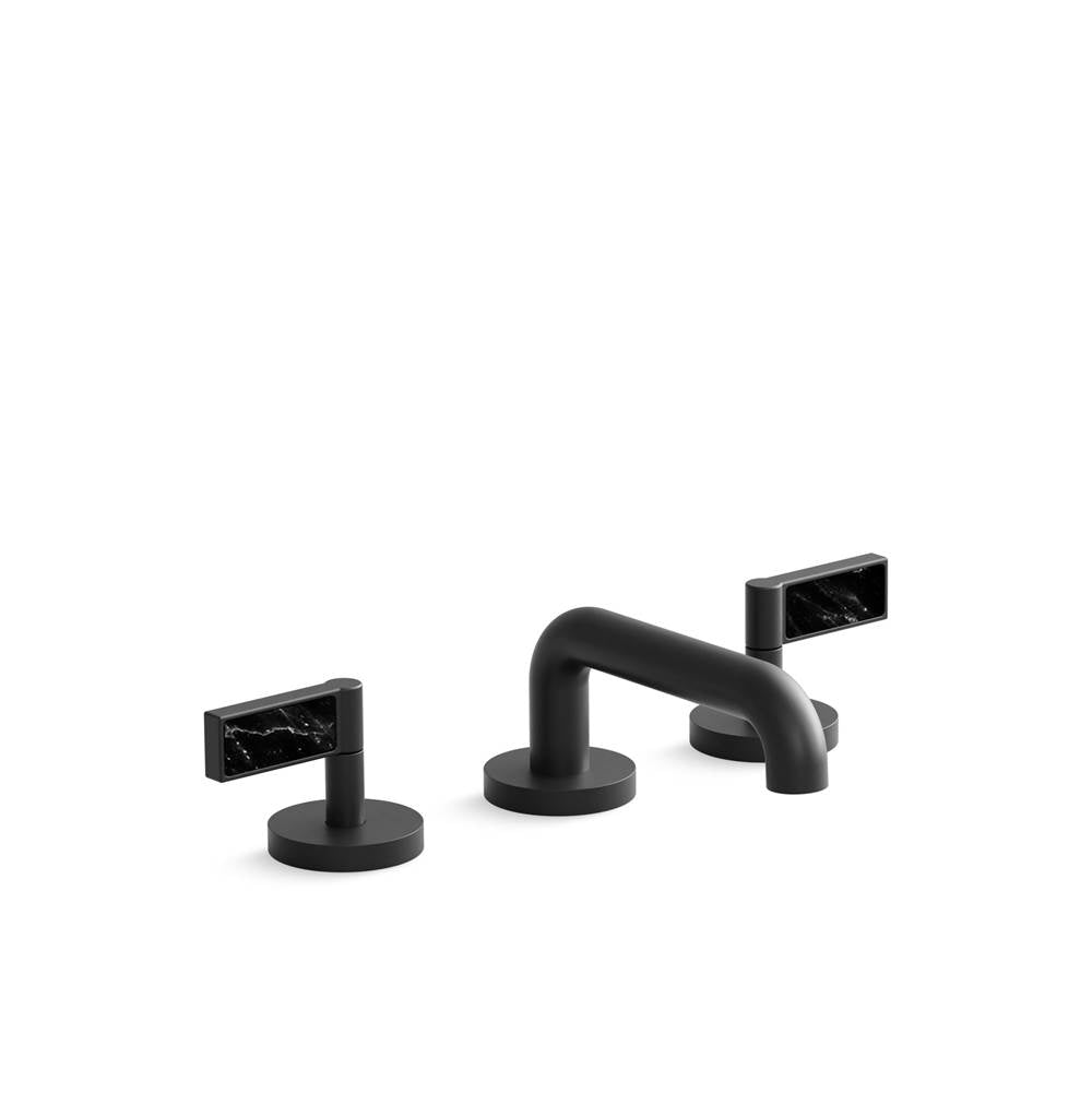 Kallista P24491-NM One Decorative Lavatory Bathroom Sink Faucet, Lever Handles, Nero Marquina Stone Inserts