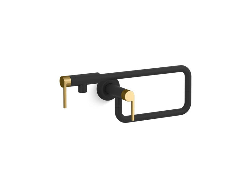 Kallista P23181-2MB-BL Juxtapose Wall-Mount Pot Filler in Matte Black