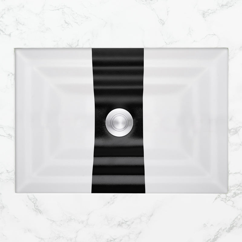 Linkasink AG12C Ribbon Large Rectangular - White Glass with Black accent