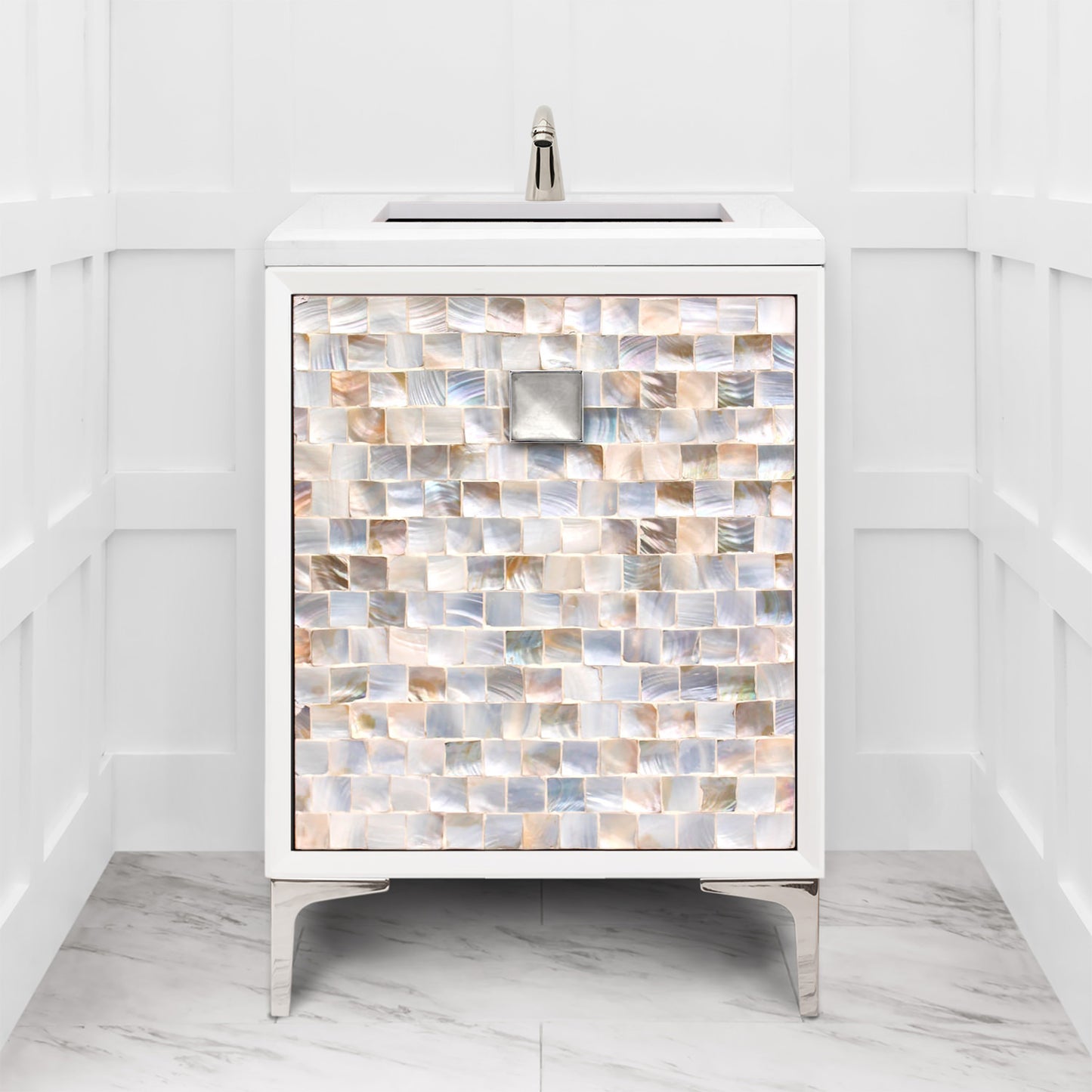 Linkasink VAN24W-029 Shell With 3" Artisan Glass Hardware 24" Wide Vanity, 24" X 22" X 33.5" (Without Vanity Top)