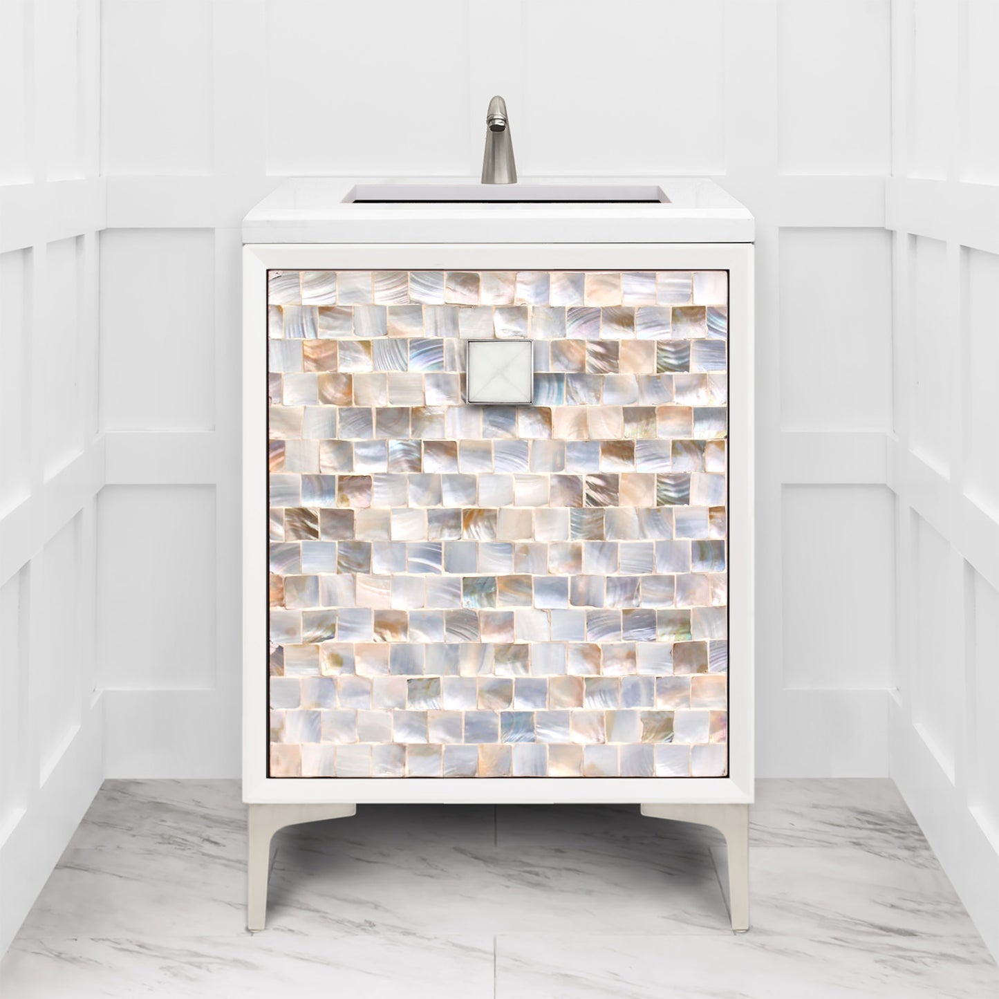 Linkasink VAN24W-029 Shell With 3" Artisan Glass Hardware 24" Wide Vanity, 24" X 22" X 33.5" (Without Vanity Top)