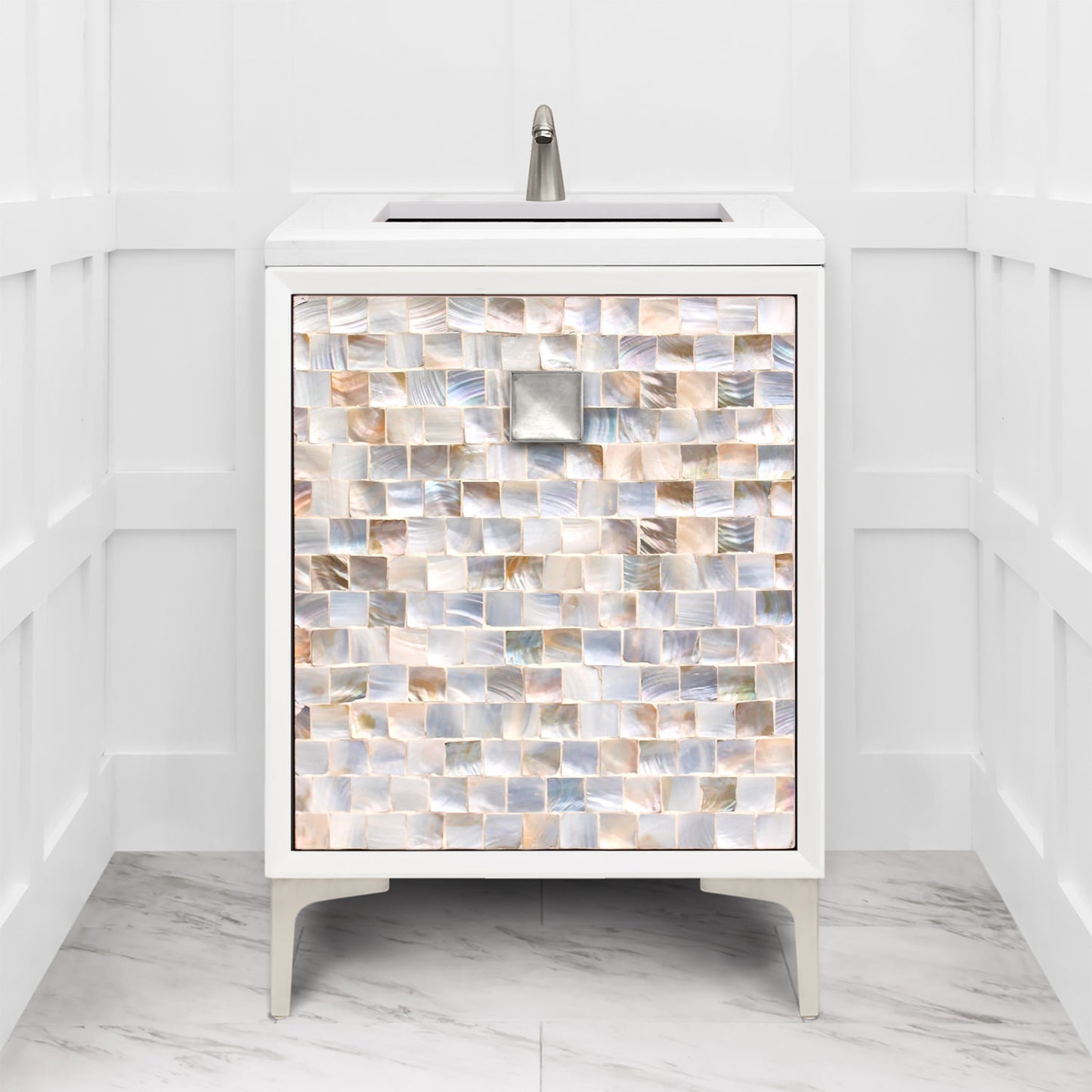 Linkasink VAN24W-029 Shell With 3" Artisan Glass Hardware 24" Wide Vanity, 24" X 22" X 33.5" (Without Vanity Top)