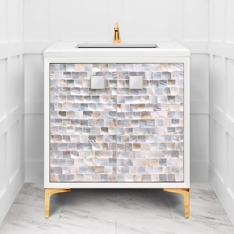 Linkasink VAN30W-029 Shell With 3" Artisan Glass Hardware 30" Wide Vanity, 30" X 22" X 33.5" (Without Vanity Top) - Parent