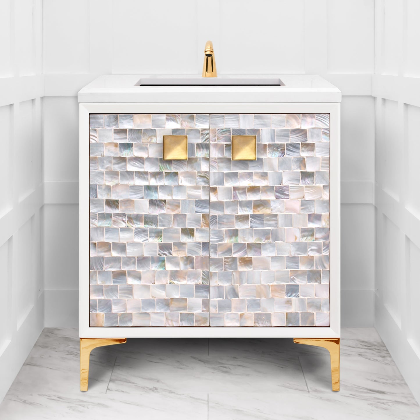 Linkasink VAN30W-029 Shell With 3" Artisan Glass Hardware 30" Wide Vanity, 30" X 22" X 33.5" (Without Vanity Top)