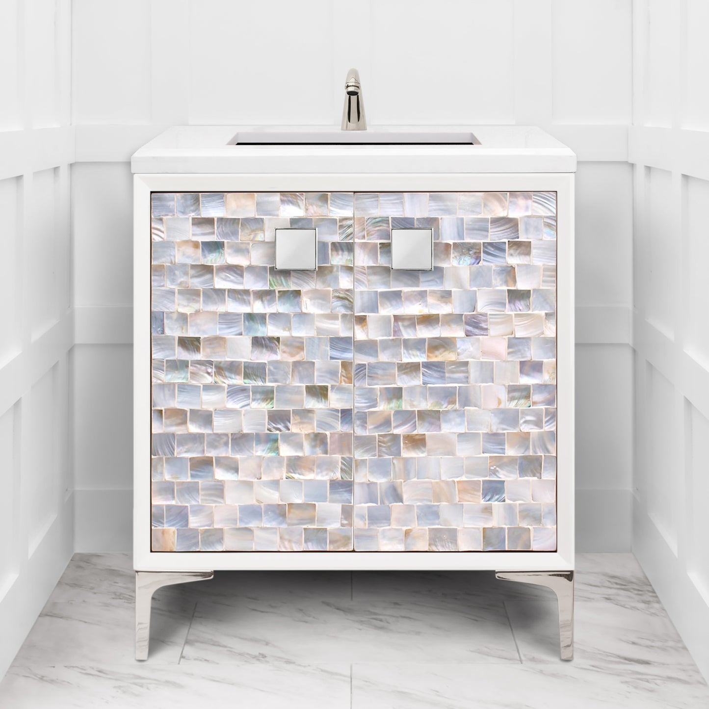 Linkasink VAN30W-029 Shell With 3" Artisan Glass Hardware 30" Wide Vanity, 30" X 22" X 33.5" (Without Vanity Top)