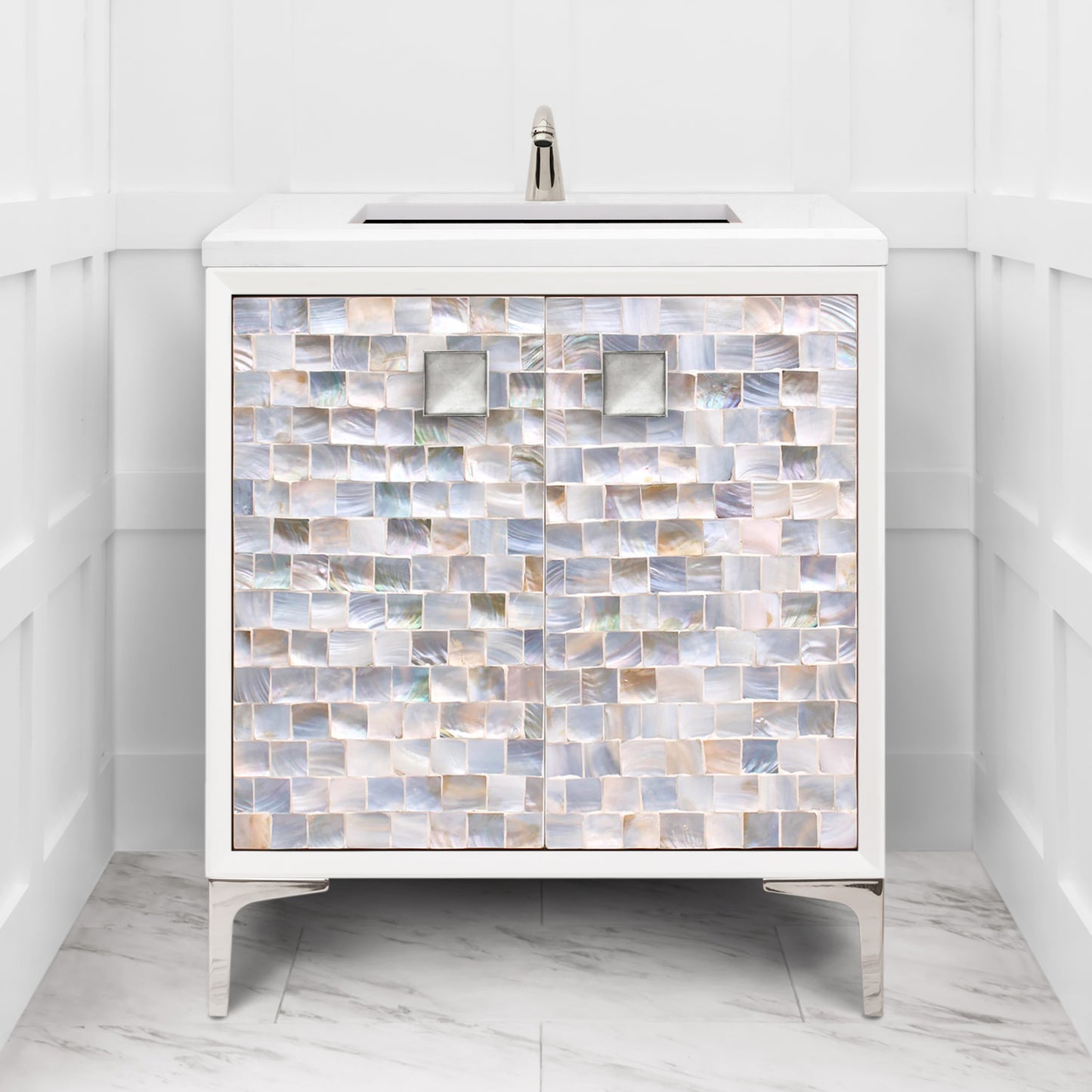 Linkasink VAN30W-029 Shell With 3" Artisan Glass Hardware 30" Wide Vanity, 30" X 22" X 33.5" (Without Vanity Top)