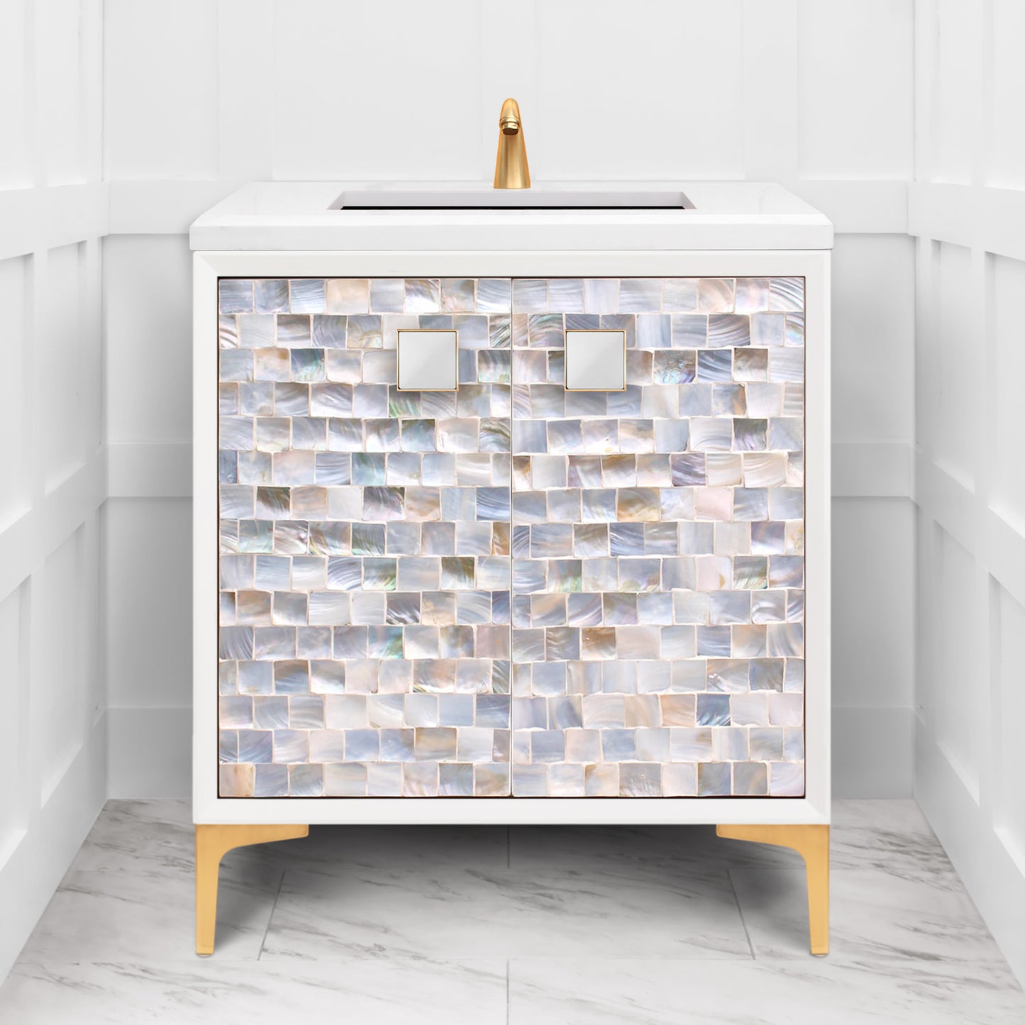 Linkasink VAN30W-029 Shell With 3" Artisan Glass Hardware 30" Wide Vanity, 30" X 22" X 33.5" (Without Vanity Top)