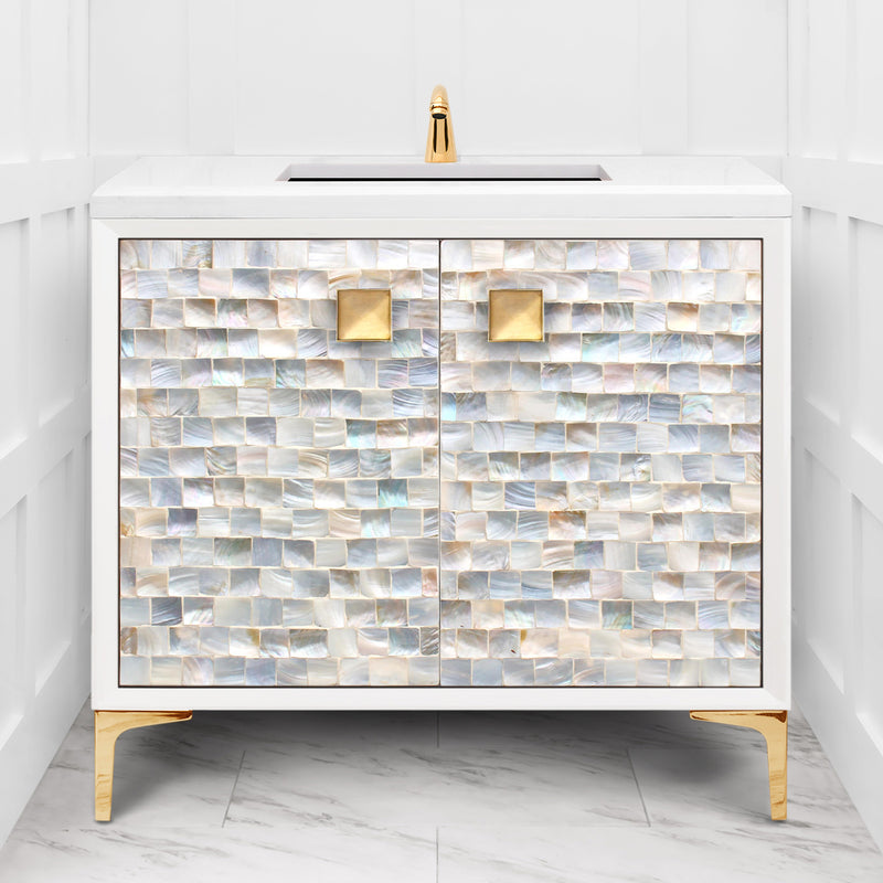 Linkasink VAN36W-029 Shell With 3" Artisan Glass Hardware 36" Wide Vanity, 36" X 22" X 33.5" (Without Vanity Top) - Parent