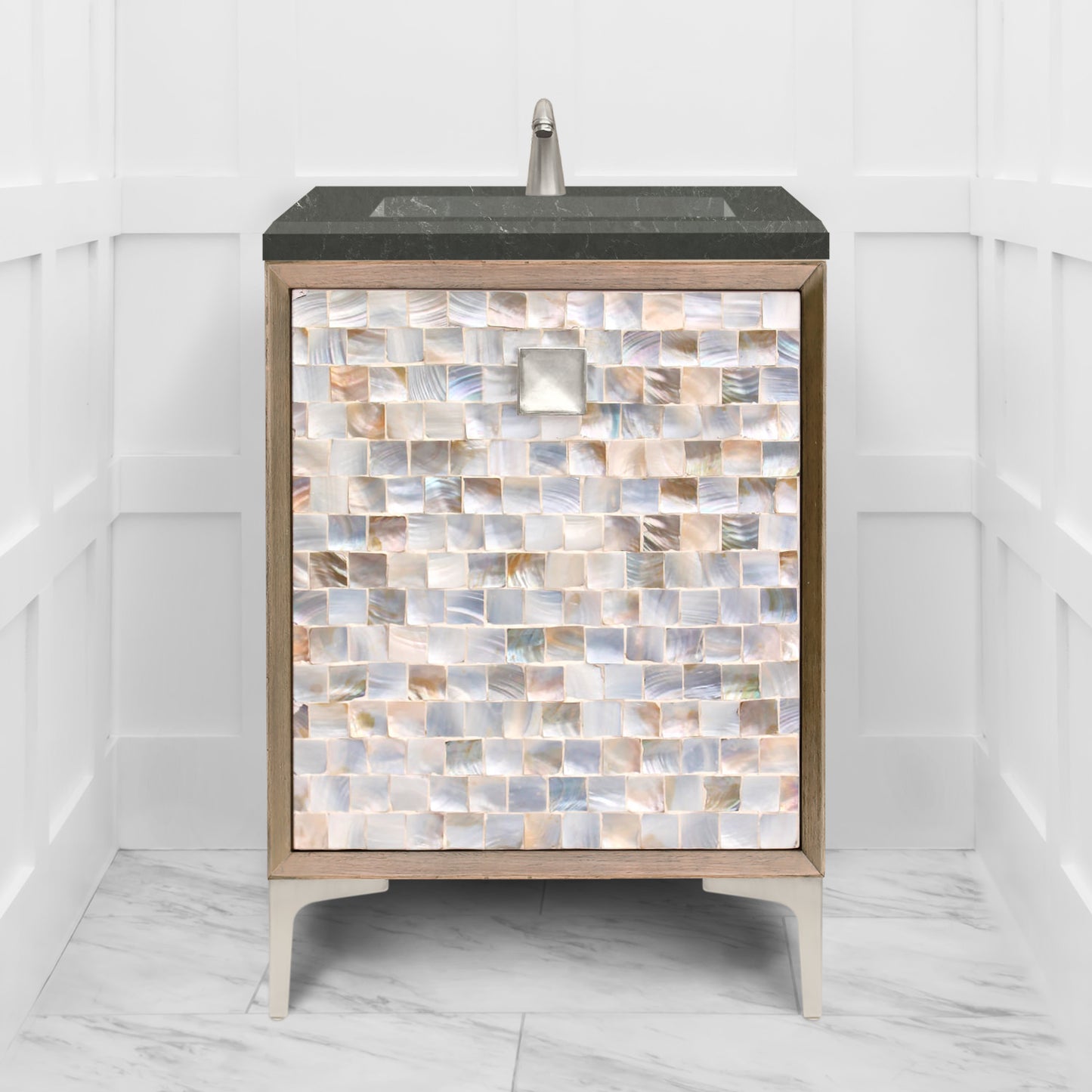 Linkasink VAN24A1-029 Shell With 3" Artisan Glass Prism Hardware 24" Wide Vanity, 24" X 22" X 33.5" (Without Vanity Top)