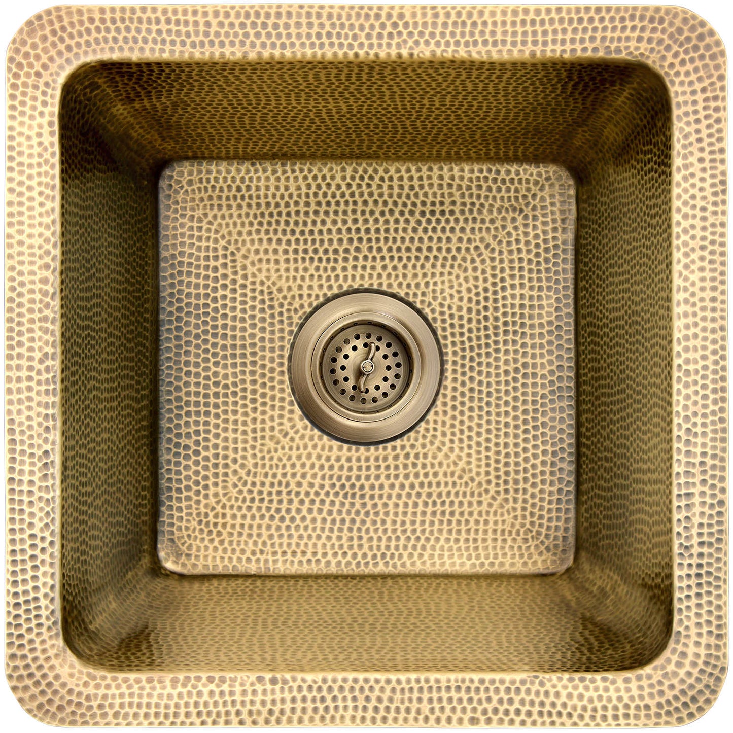 Linkasink C008 Hammered Large Square With 3.5 Drain Opening
