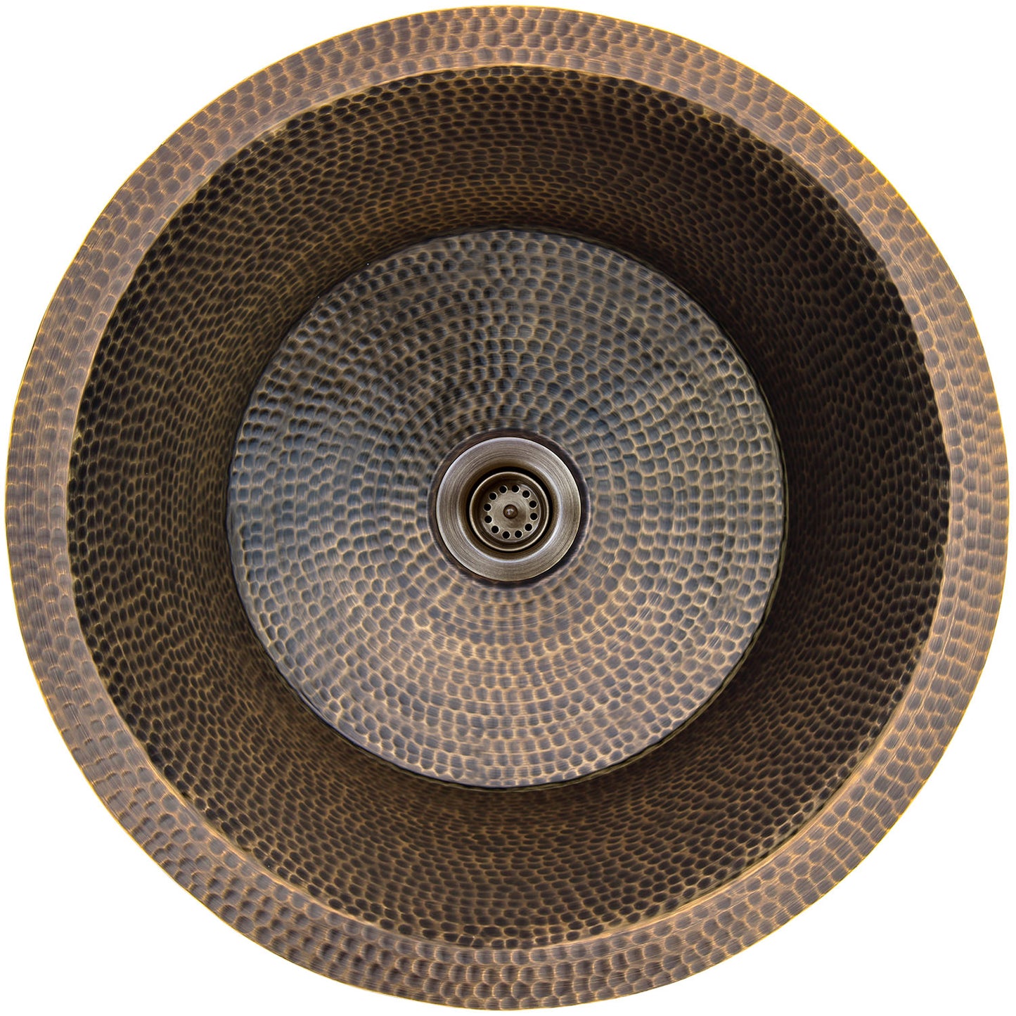 Linkasink C018 Hammered Large Round Flat Bottom Bar/Utility With 2 Drain Opening - Parent
