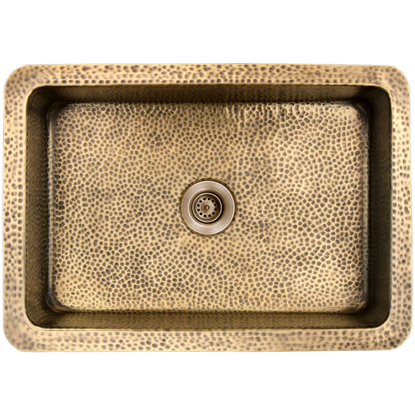 Linkasink C054-2 Hammered Rectangular Box Sink With 2 Drain Opening