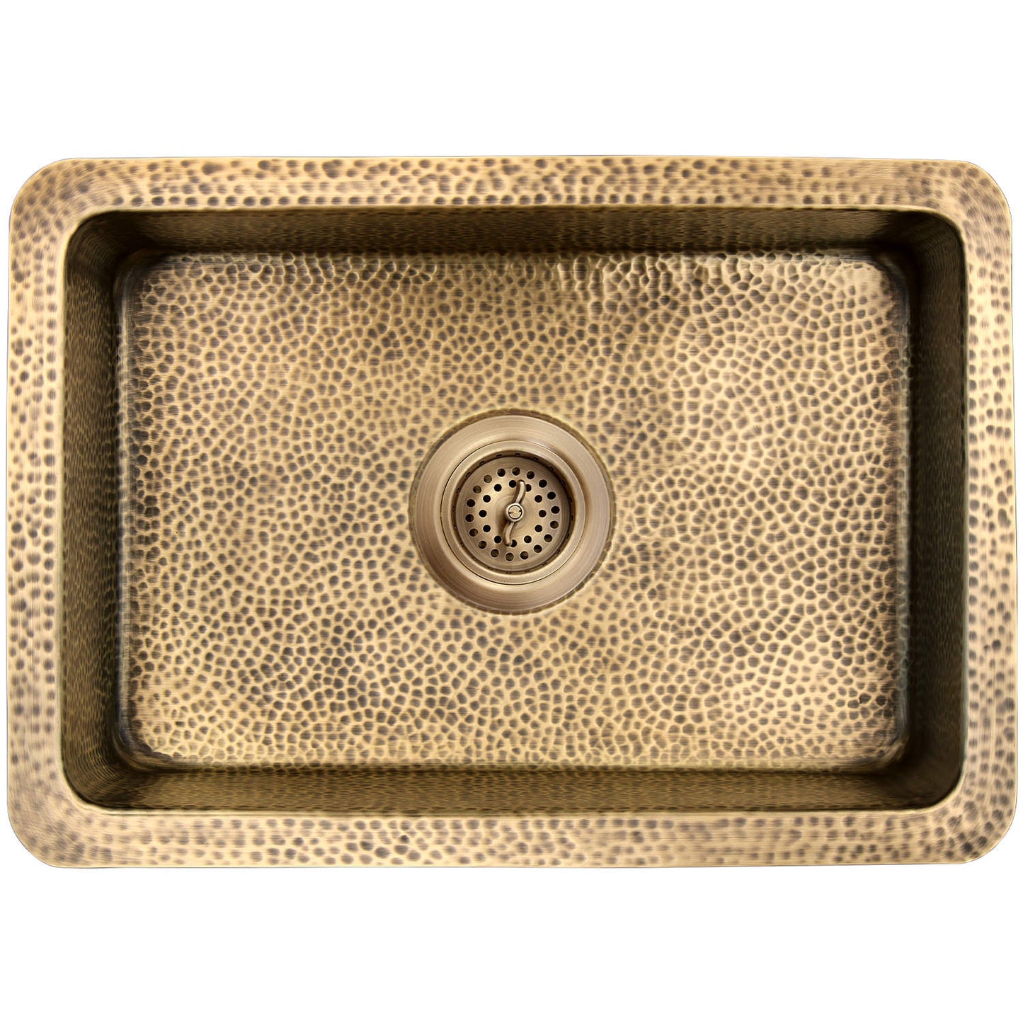 Linkasink C054-3.5 Hammered Rectangular Box Sink With 3.5 Drain Opening
