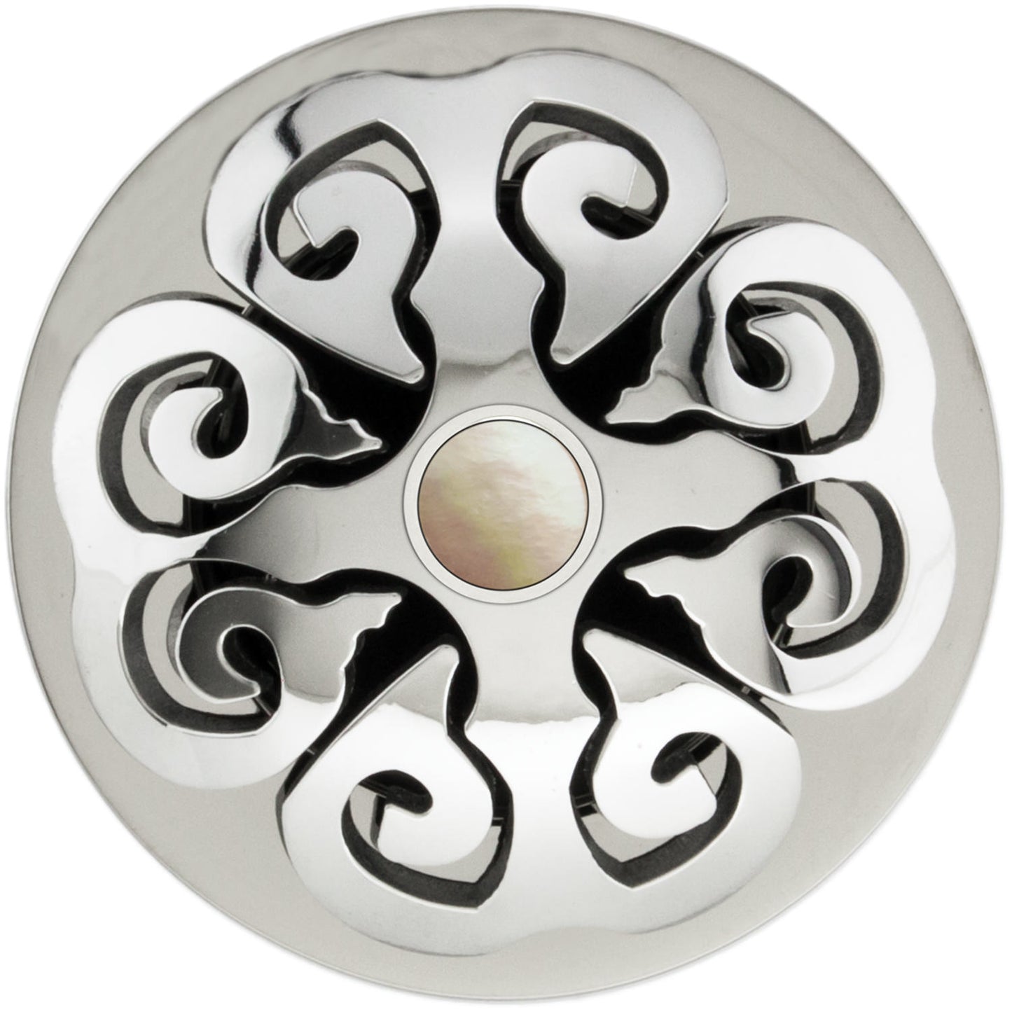Linkasink D012-SCR02-N Hawaiian Quilt Grid Strainer - Hammered Finish, Mother Of Pearl Screw, No Overflow