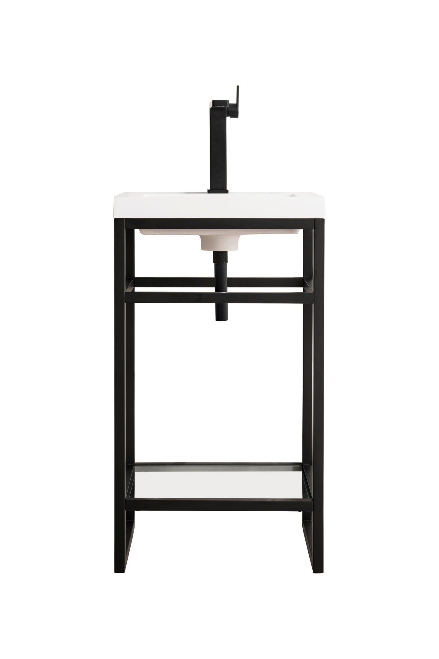 James Martin C105V20MBKSCGWWG Boston 20" Single Console Vanity Matte Black With Glossy White Storage With Top
