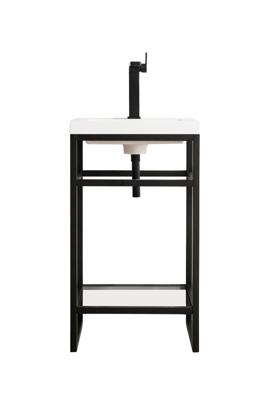 James Martin C105V20MBKSCGWWG Boston 20" Single Console Vanity Matte Black With Glossy White Storage With Top