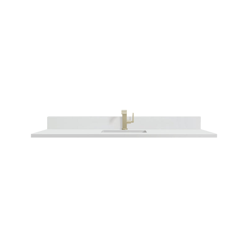 James Martin 051-S60S-BS-WZ 60" Single Top, Single-Hole, 3 CM White Zeus Quartz With Backsplash & Sink