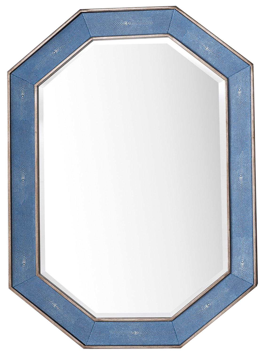 James Martin 963-M30-SL-DB Tangent 30" Mirror, Silver With Delft Blue
