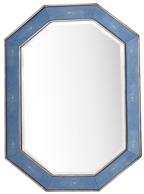 James Martin 963-M30-SL-DB Tangent 30" Mirror, Silver With Delft Blue