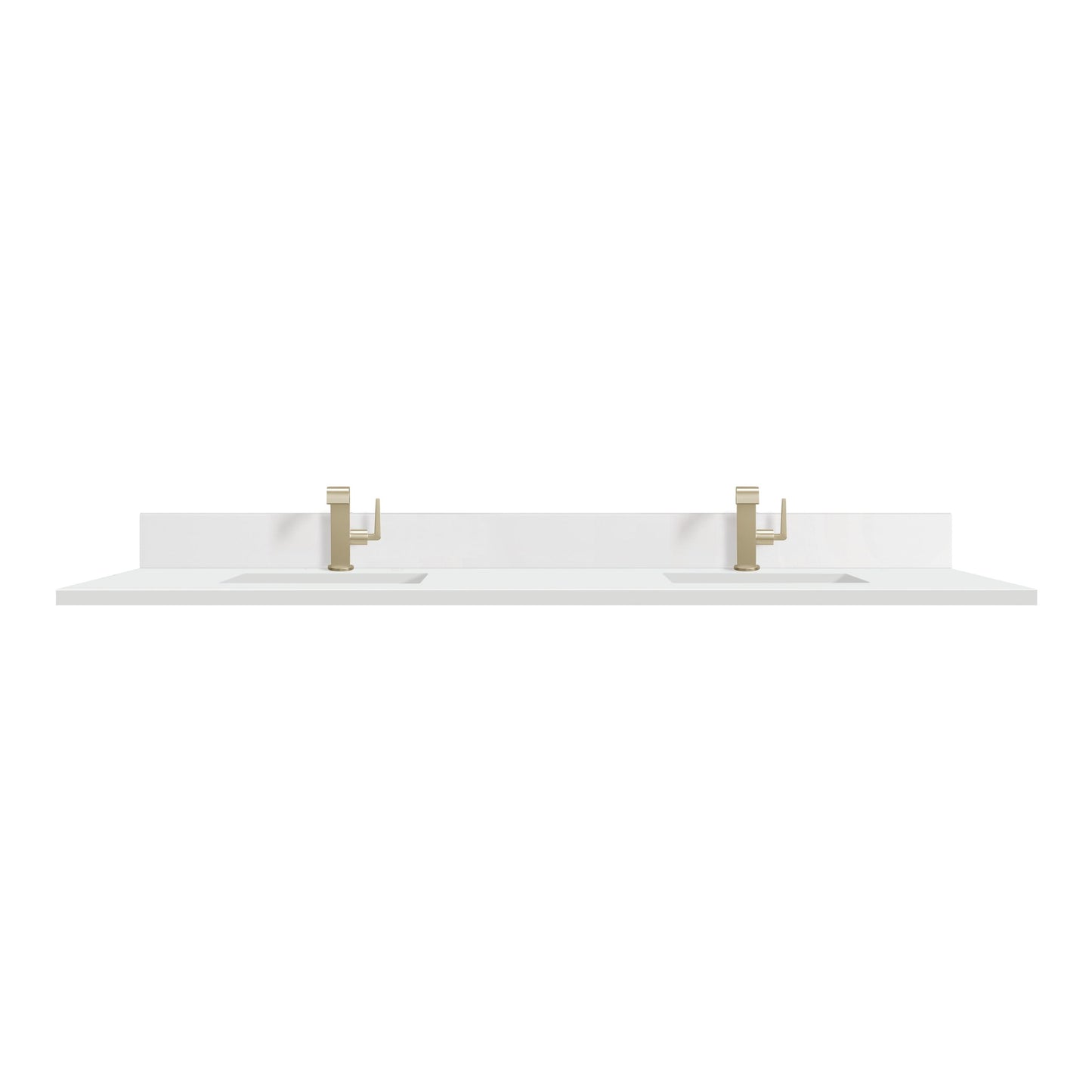 James Martin 051-S72-BS-WZ 72" Double Top, Single-Hole, 3 CM White Zeus Quartz With Backsplash & Sink