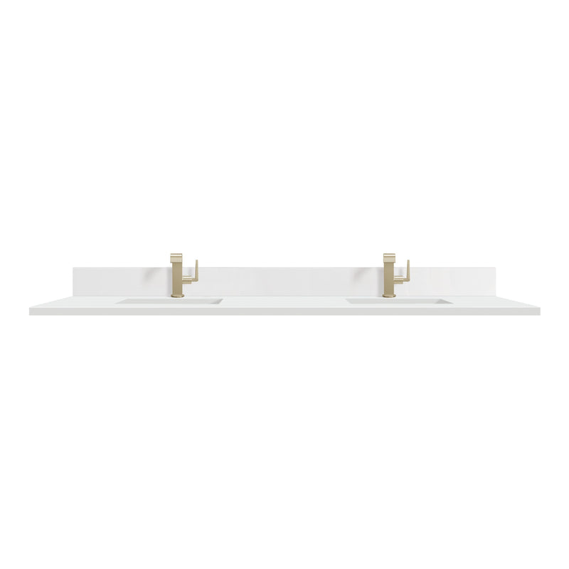 James Martin 051-S72-BS-WZ 72" Double Top, Single-Hole, 3 CM White Zeus Quartz With Backsplash & Sink