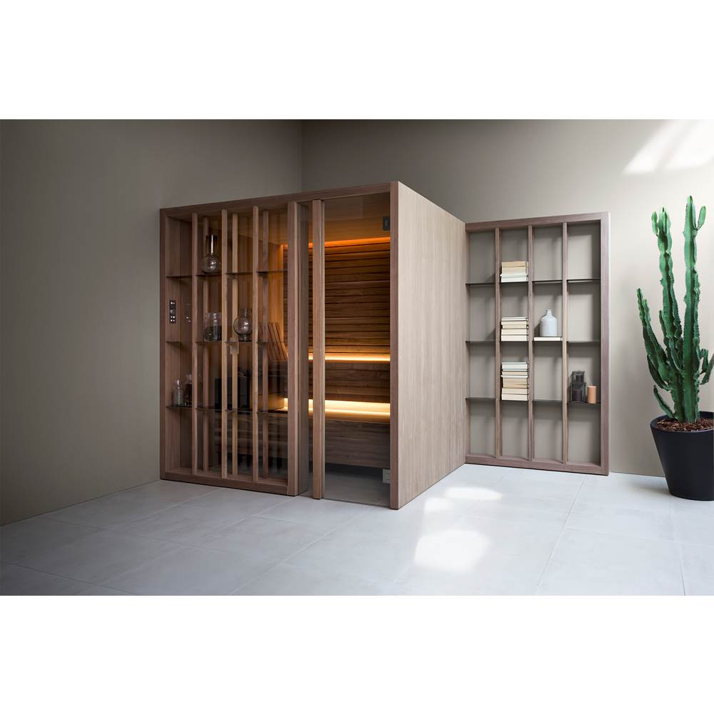 Effe YU10310001 Yoku sh shelf, niche, canaletto  walnut - calacatta gold, 240v 1ph 60hz