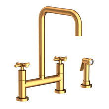 Load image into Gallery viewer, Newport Brass 1400-5412 East Square Kitchen Bridge Faucet with Side Spray