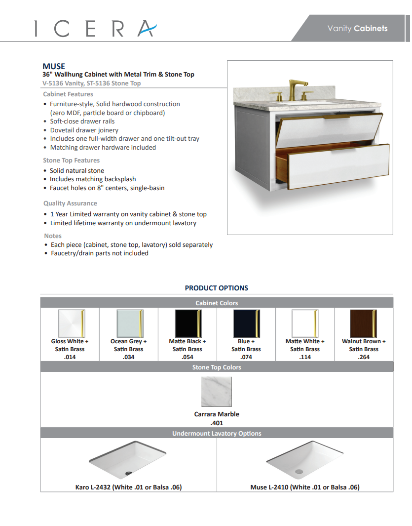 Icera V-5130 Muse Wallhung Vanity 30-in - Parent