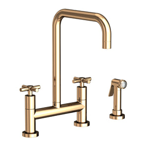 Newport Brass 1400-5412 East Square Kitchen Bridge Faucet with Side Spray