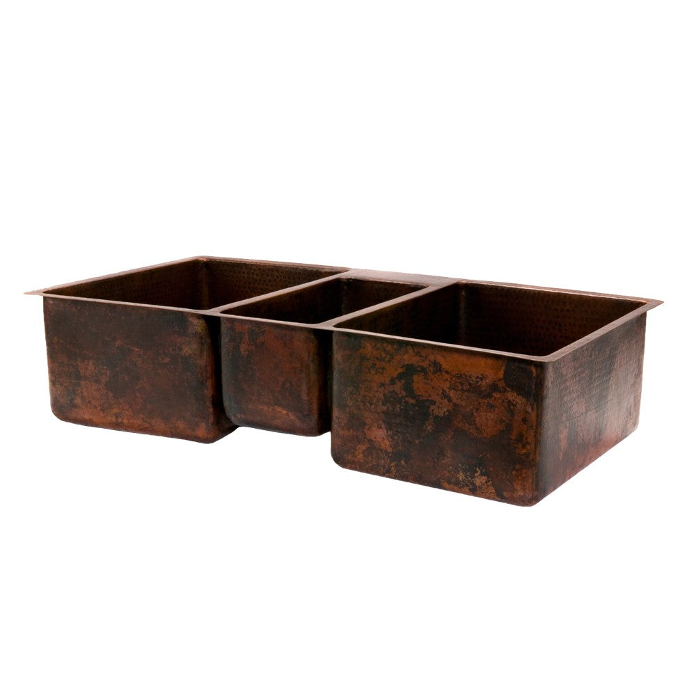 Premier 42" Copper Kitchen Dual Mount Triple Basin Sink KTDB422210