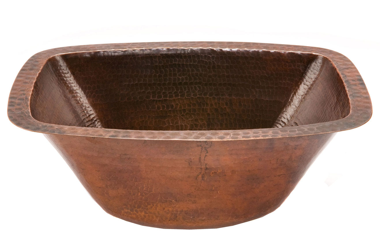 Premier Rectangle Hammered Copper Bathroom Sink  LRECDB