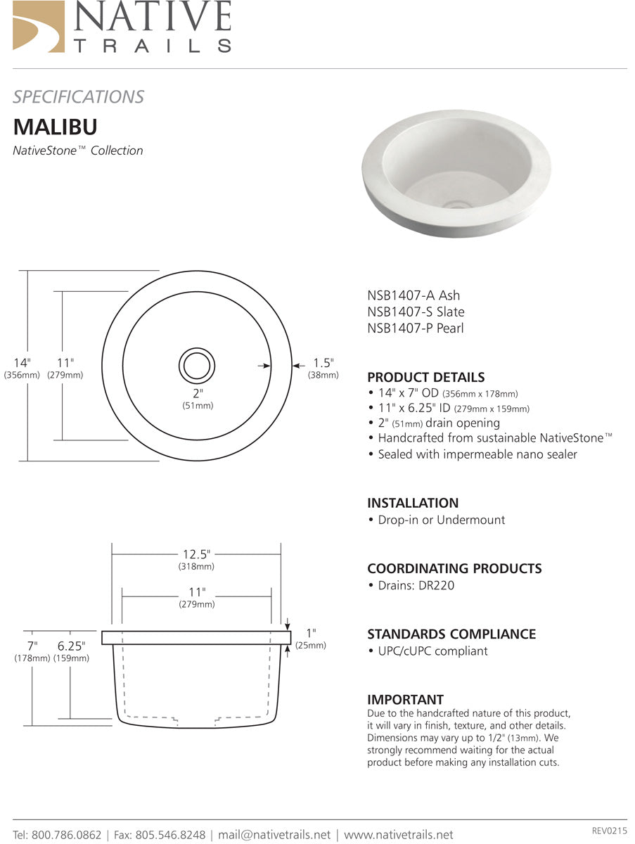 Native Trails NSB1407 Bath Sink Malibu - Parent
