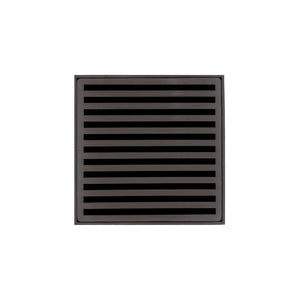 Infinity Drain ND 5-2H  5" x 5" ND 5 Complete Kit with Lines Pattern Decorative Plate  with Cast Iron Drain Body for Hot Mop, 2" Outlet