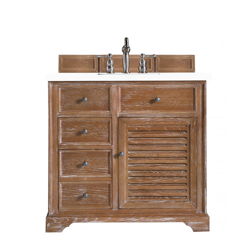 James Martin 238-104-5511-3WZ Savannah 36" Single Vanity Cabinet With 3 CM Top - Driftwood