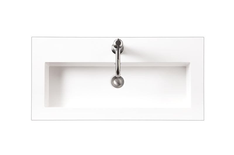 James Martin CSP-S3216-WG Composite Countertop 31.5" W x 15.4" D Sink, White Glossy