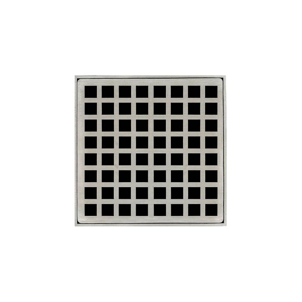 Infinity Drain QD 5-3A 5” x 5” QD 5 - Strainer - Squares Pattern & 4" Throat w/ABS Drain Body 3” Outlet