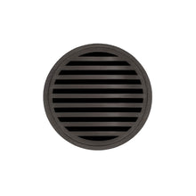 Load image into Gallery viewer, Infinity Drain RND 5-3I 5” x 5” RND 5 - Strainer - Lines Pattern &amp; 4&quot; Throat w/Cast Iron Drain Body 3” Outlet