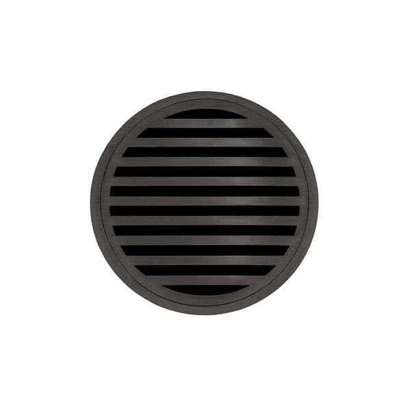 Infinity Drain RND 5-3I 5” x 5” RND 5 - Strainer - Lines Pattern & 4" Throat w/Cast Iron Drain Body 3” Outlet