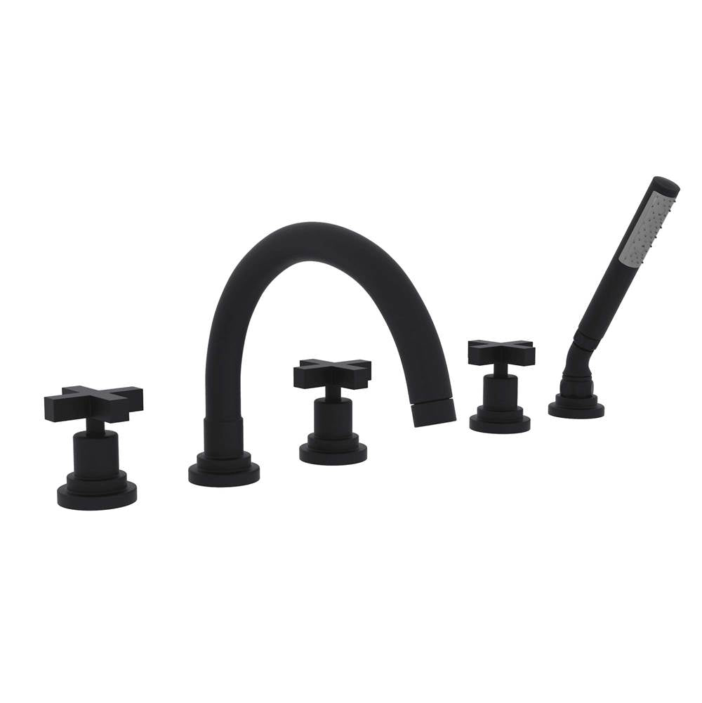 Rohl A2214XM Lombardia 5-Hole Deck Mount Tub Filler With C-Spout