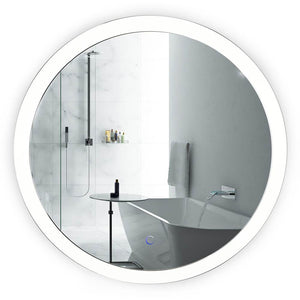Krugg SOL27 Sol Round 27 x 27 LED Bathroom Mirror With Dimmer and Defogger Round Back-lit Vanity Mirror