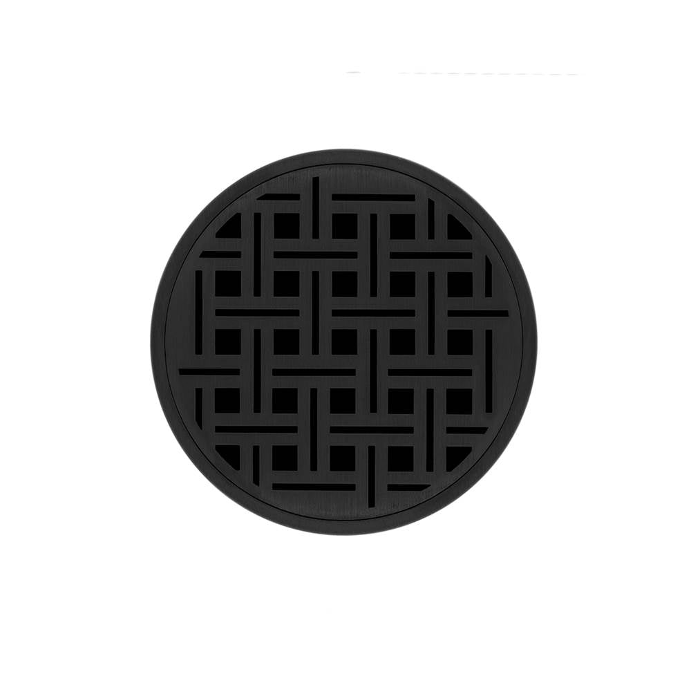 Infinity Drain RVDB 5-S  5" Round RVDB 5 Complete Kit with Weave Pattern Decorative Plate  with Stainless Steel Bonded Flange Drain Body, 2" No Hub Outlet - Parent