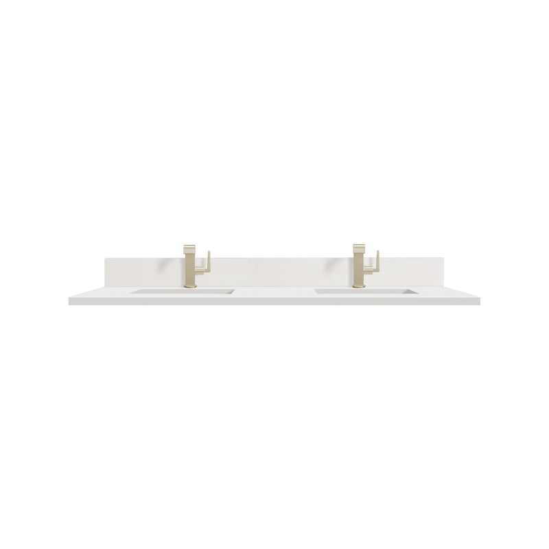James Martin 051-S60D-BS-WZ 60" Double Top, Single-Hole, 3 CM White Zeus Quartz With Backsplash & Sink