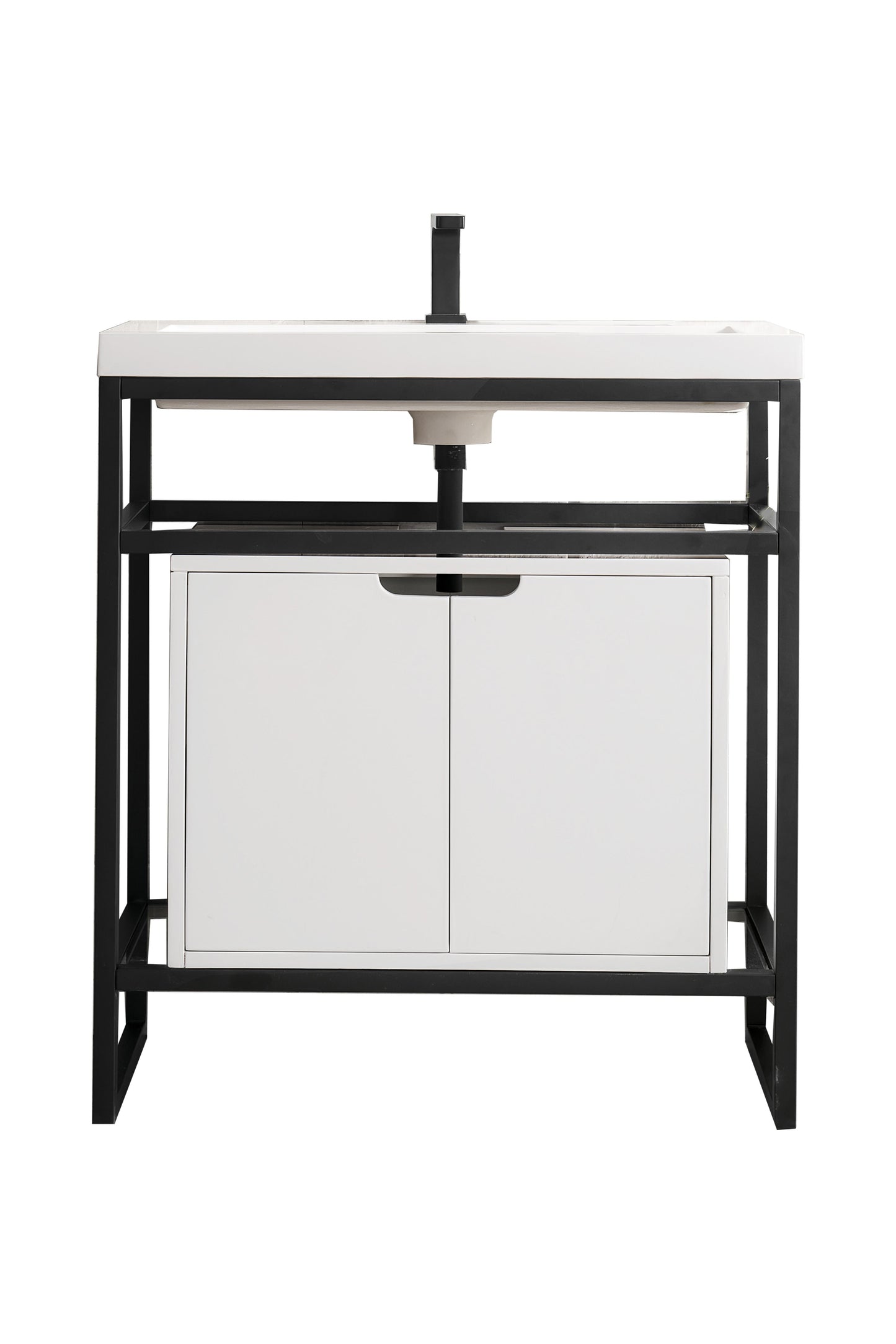 James Martin C105V31.5MBKSCGWWG Boston 31.5" Single Console Vanity Glossy White Storage With Top