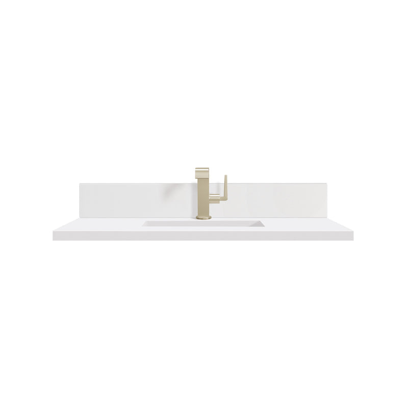 James Martin 051-S36-BS-WZ 36" Single Top, Single-Hole, 3 CM White Zeus Quartz With Backsplash & Sink