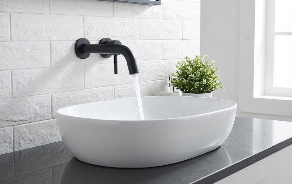 Signature Hardware Rotunda Wall-Mount Bathroom Faucet - Matte Black