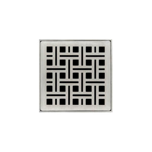 Infinity Drain VD 4-2I 4” x 4” VD 4 - Strainer - Weave Pattern & 2" Throat w/Cast Iron Drain Body 2” Outlet