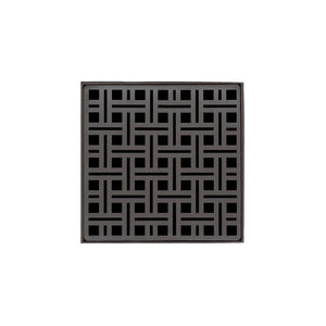 Infinity Drain VD 5-3I 5” x 5” VD 5 - Strainer - Weave Pattern & 4" Throat w/Cast Iron Drain Body 3” Outlet