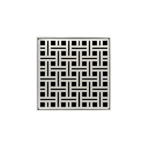 Infinity Drain VD 5-3I 5” x 5” VD 5 - Strainer - Weave Pattern & 4" Throat w/Cast Iron Drain Body 3” Outlet