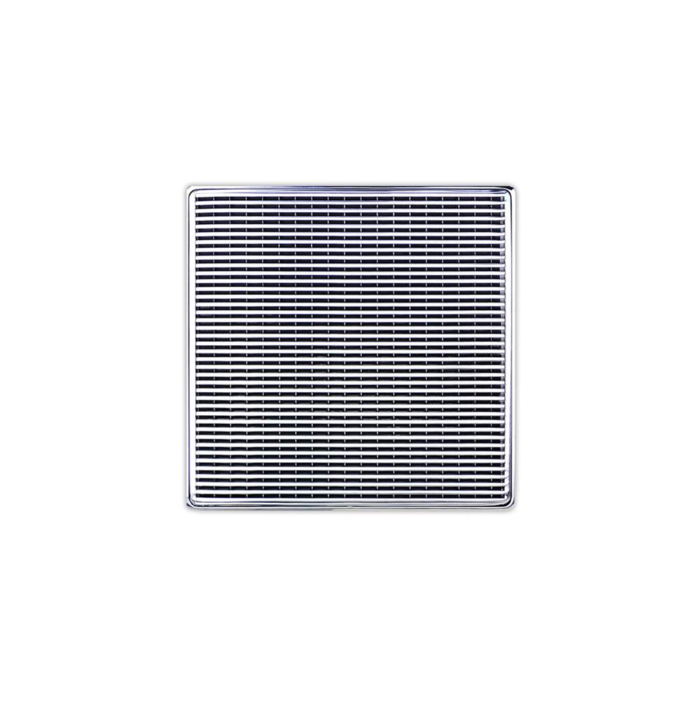 Infinity Drain WDB 5-S  5" x 5" WDB 5 Complete Kit with Wedge Wire Pattern Decorative Plate  with Stainless Steel Bonded Flange Drain Body, 2" No Hub Outlet