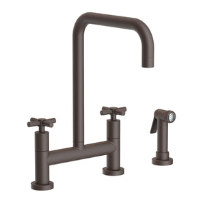 Newport Brass 1400-5412 East Square Kitchen Bridge Faucet with Side Spray